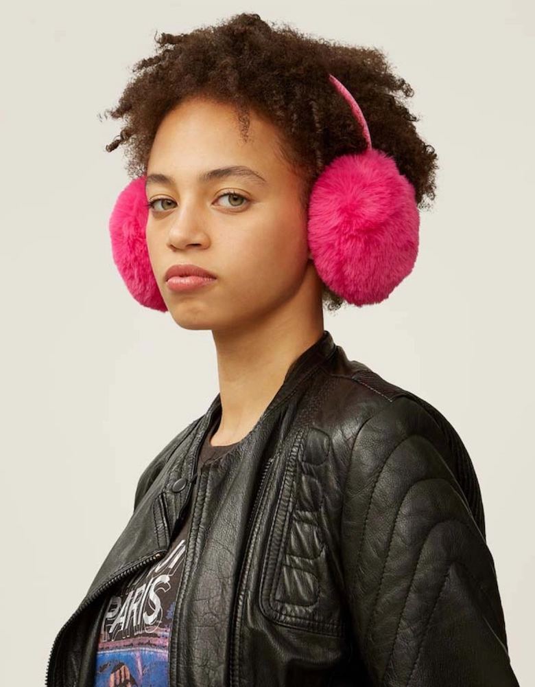 Edie Faux Fur Earmuffs - Cerise