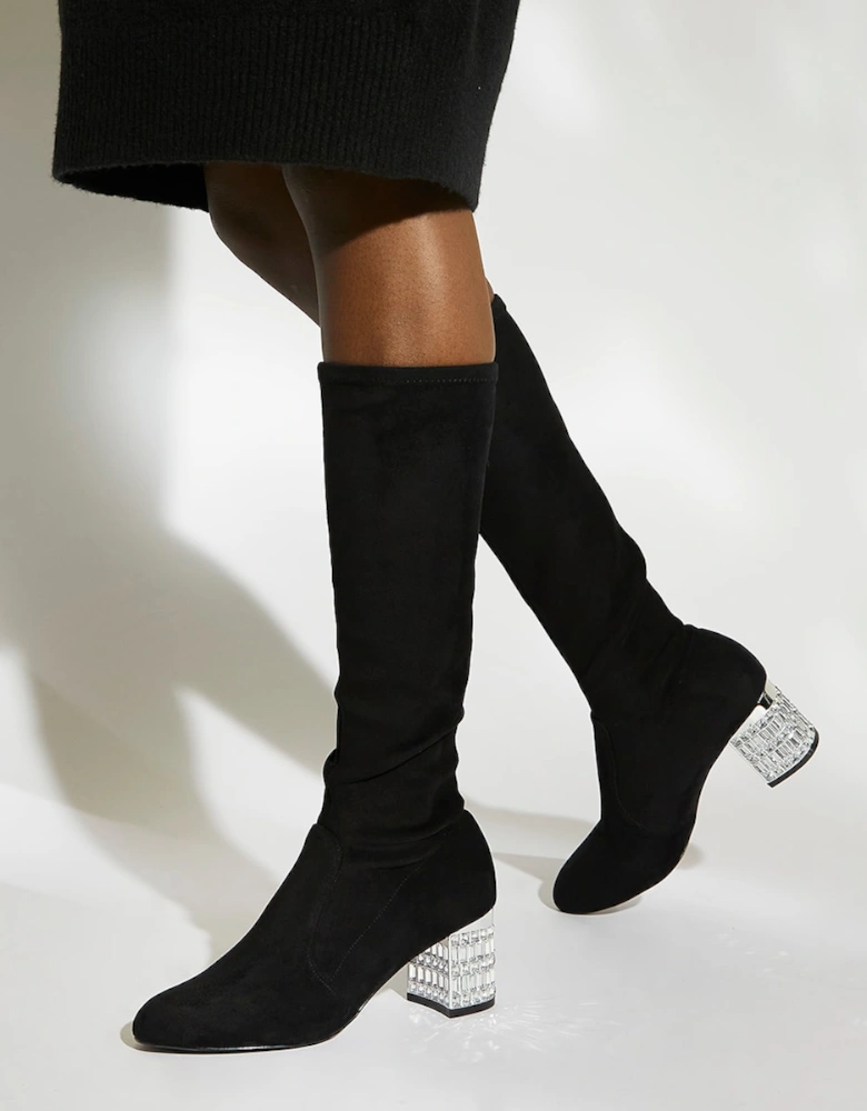 Ladies Starlet - Jewel-Heeled Knee-High Boots