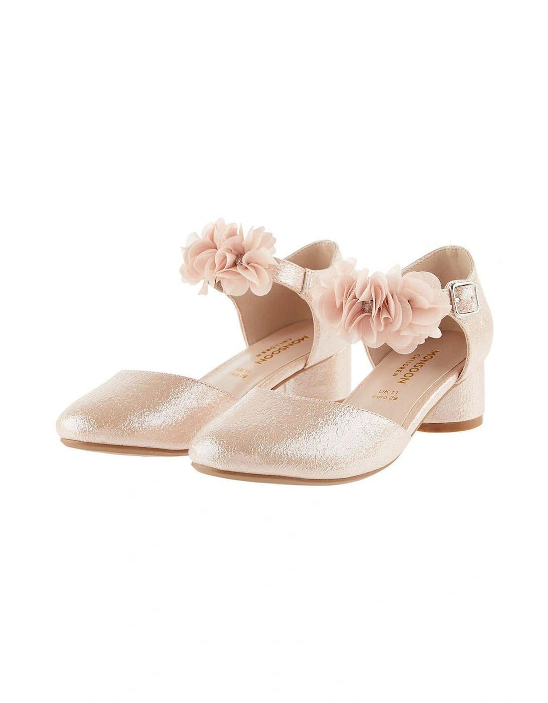 Girls Textured Two Part Corsage Heel Shoes - Pink, 2 of 1