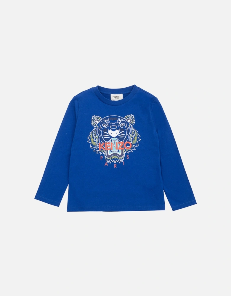 Boys Tiger Print T-shirt Blue