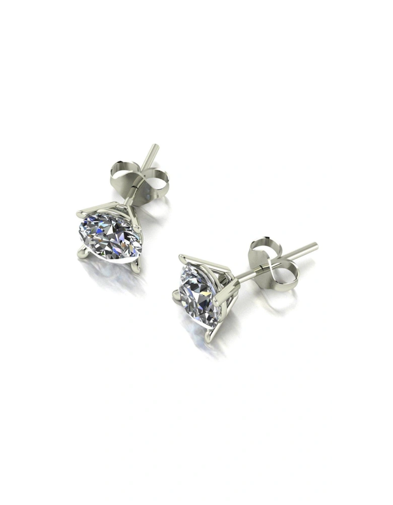 9ct White Gold 2ct Solitaire Stud Earrings