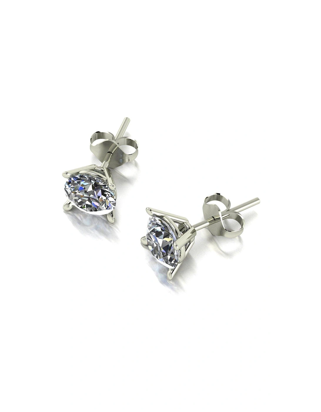 9ct White Gold 2ct Solitaire Stud Earrings, 2 of 1
