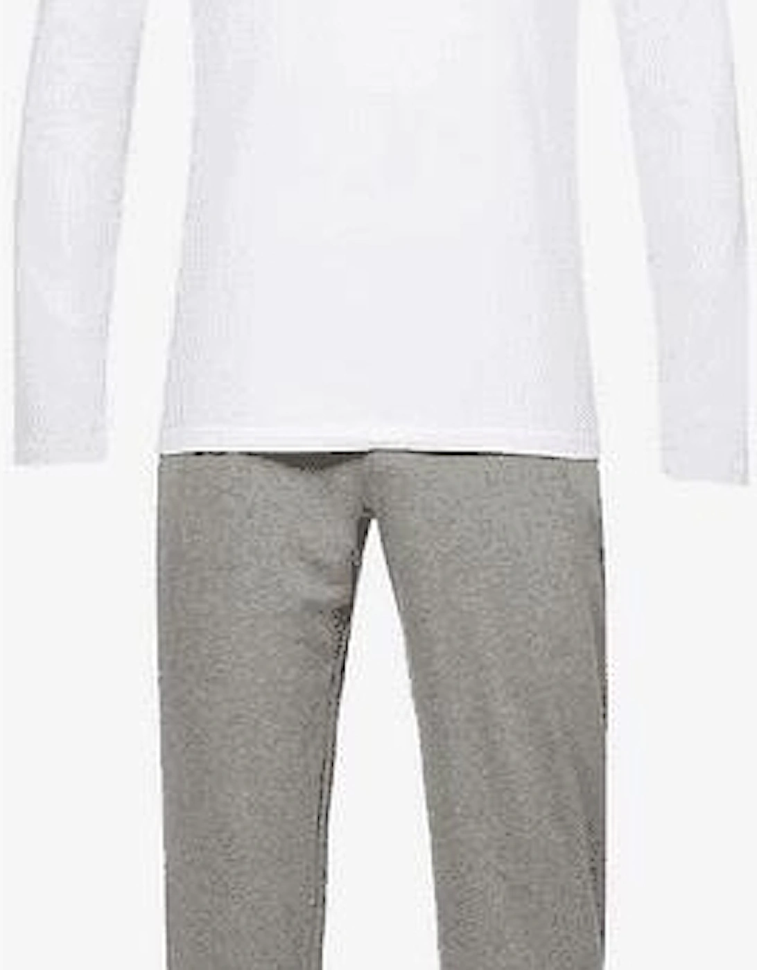 Cotton Long Sleeve Cuffed White/Grey Pyjama Set, 6 of 5