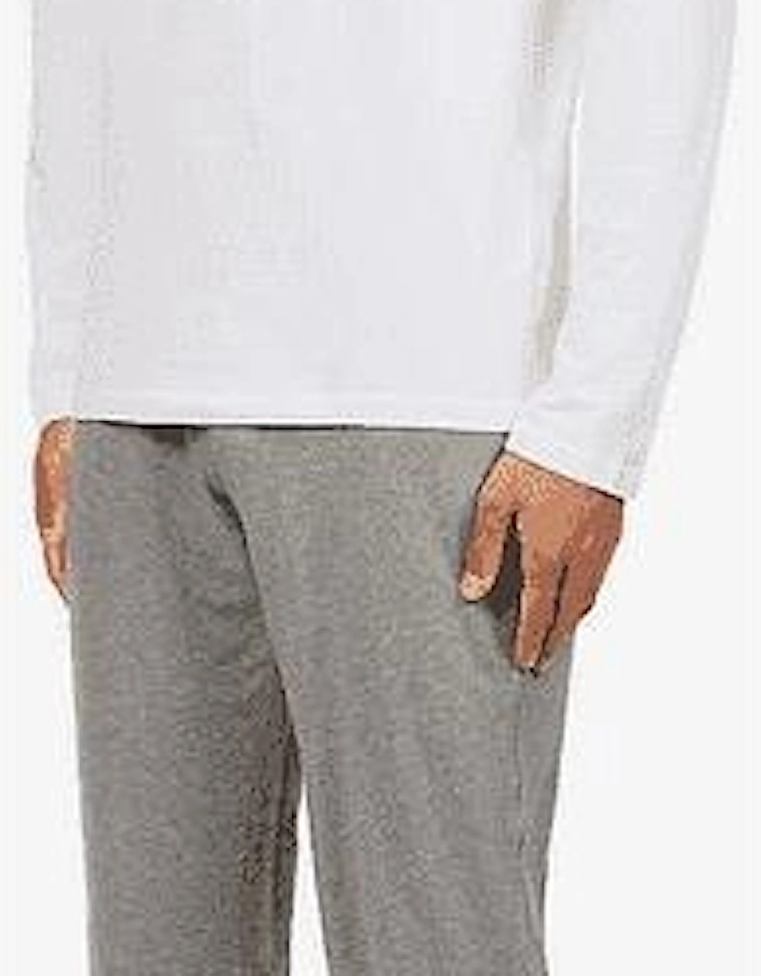 Cotton Long Sleeve Cuffed White/Grey Pyjama Set