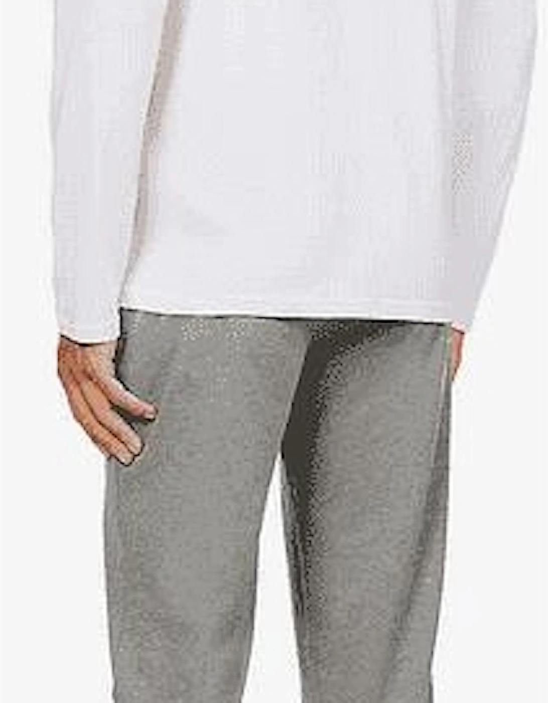 Cotton Long Sleeve Cuffed White/Grey Pyjama Set