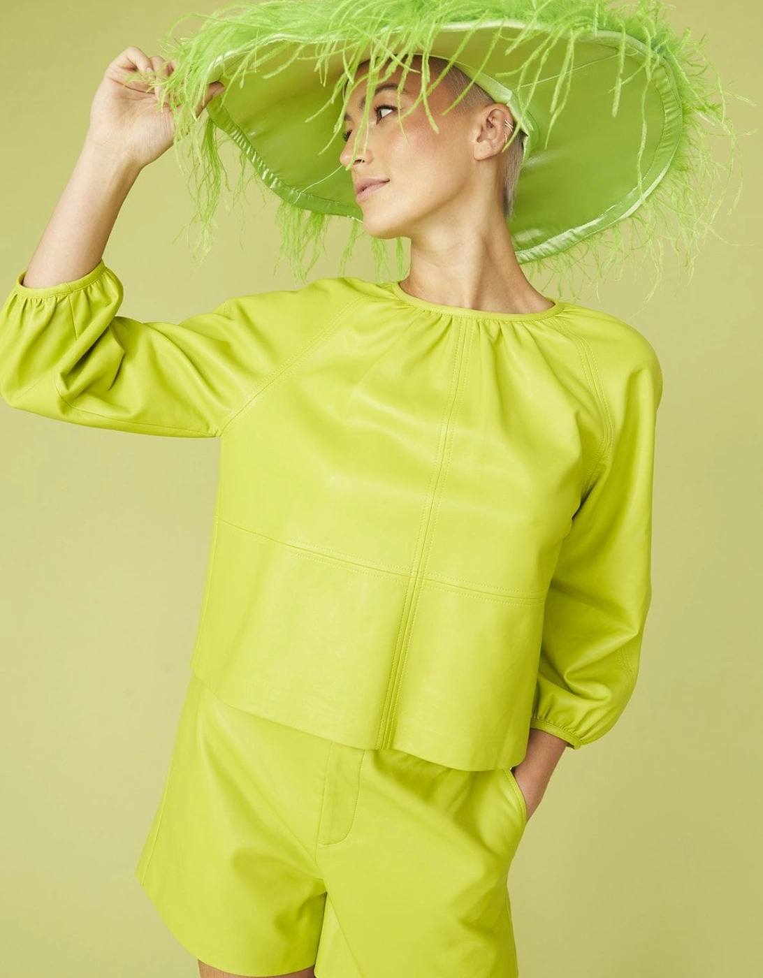 Lime Green Eco Leather Swing Top, 7 of 6