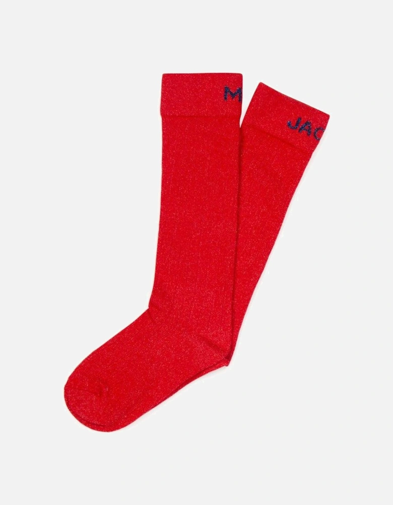 Girls Red Logo Socks
