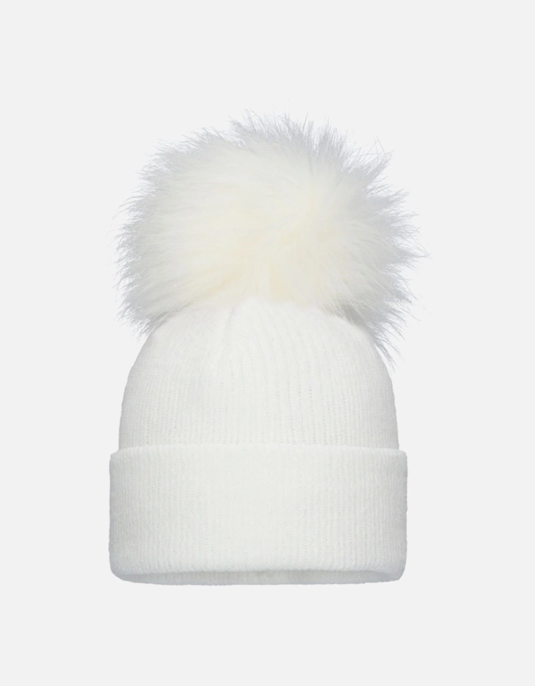 White Single Pom Baby Hat