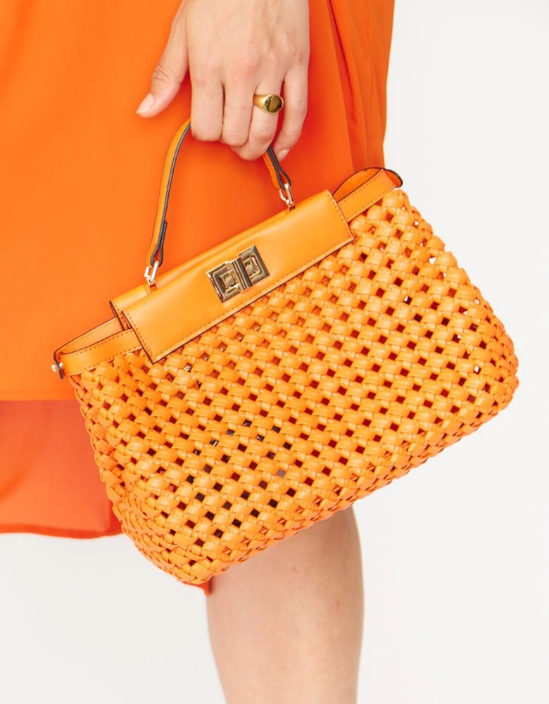 Orange Hand Woven Eco Leather Bag