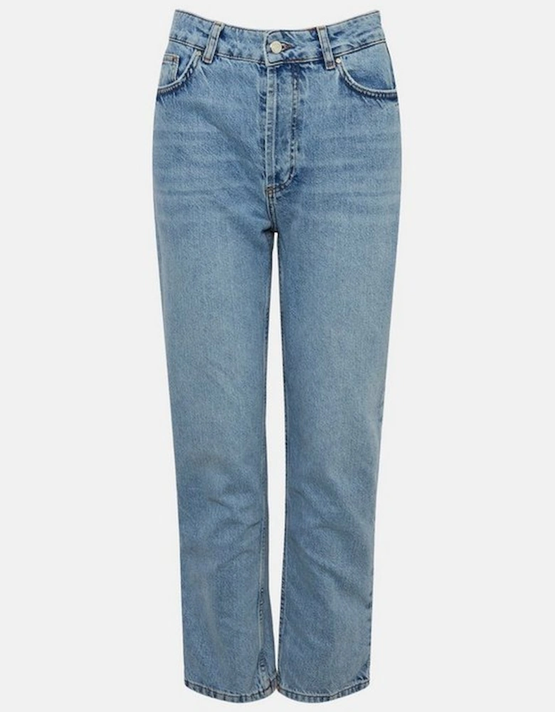 Mid Rise Straight Leg Crop Jeans