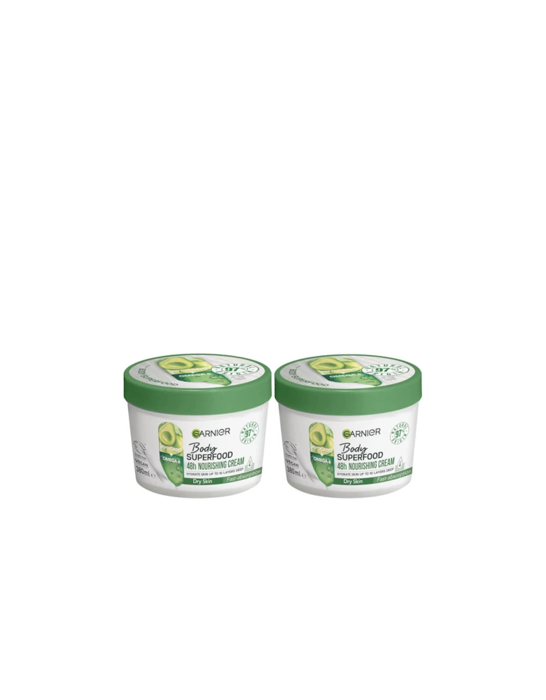Body Superfood, Nourishing Body Cream, With Avocado and Omega 6, Body Cream for Dry Skin Duo