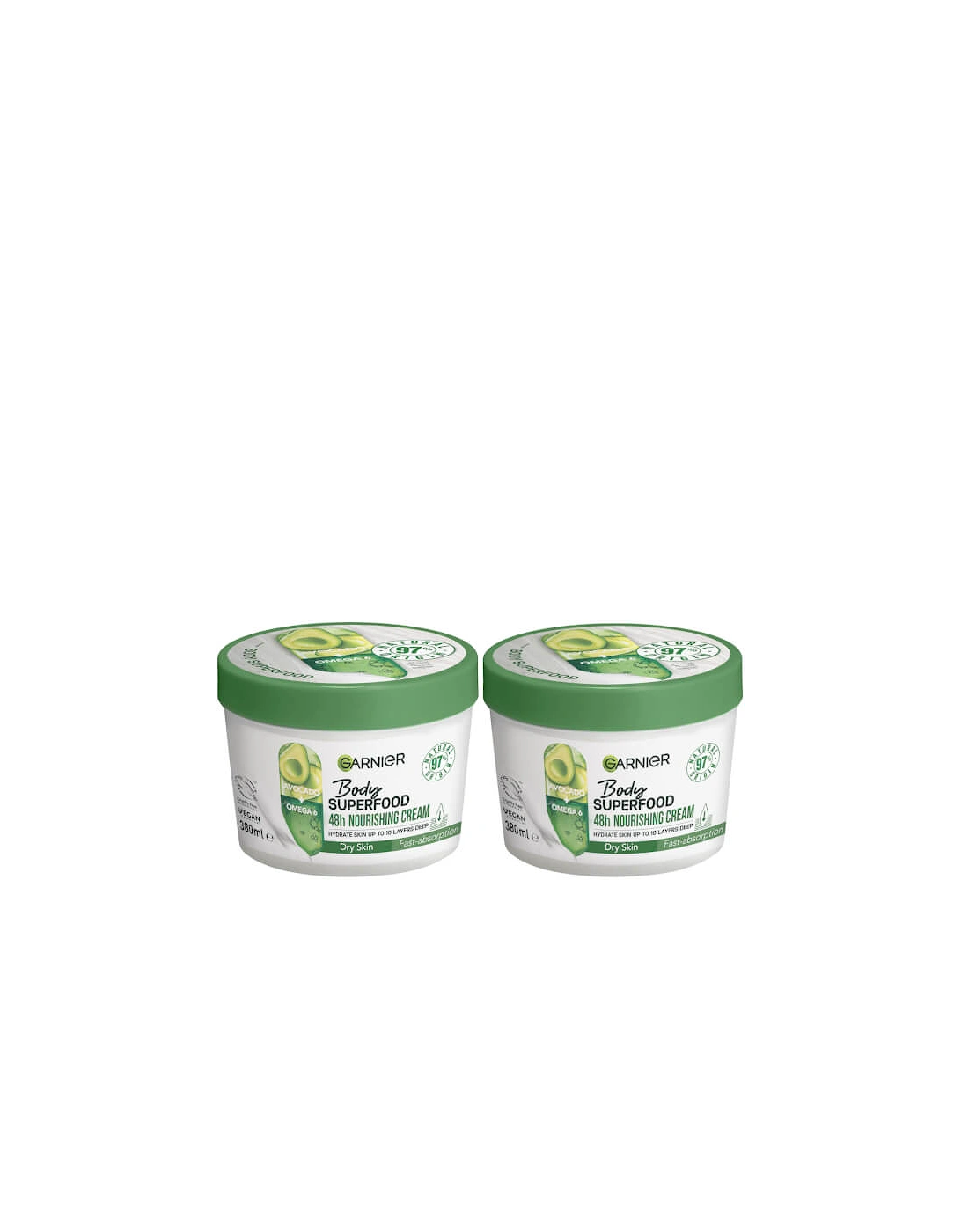 Body Superfood, Nourishing Body Cream, With Avocado and Omega 6, Body Cream for Dry Skin Duo, 2 of 1