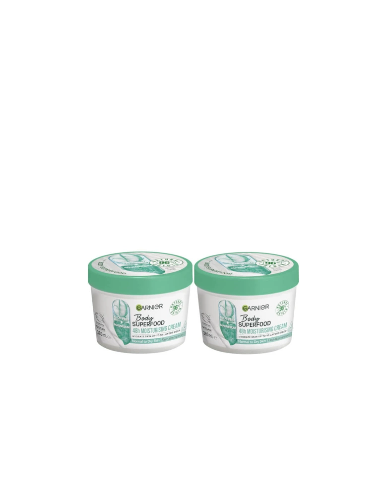 Body Superfood, Moisturising and Soothing Body Cream, With Aloe Vera and Magnesium, Body Cream for Normal to Dry Skin Duo