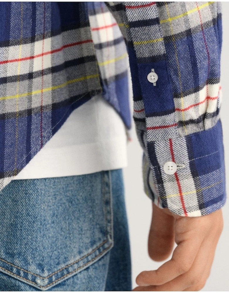 Flannel Plaid Check Shirt Persian Blue