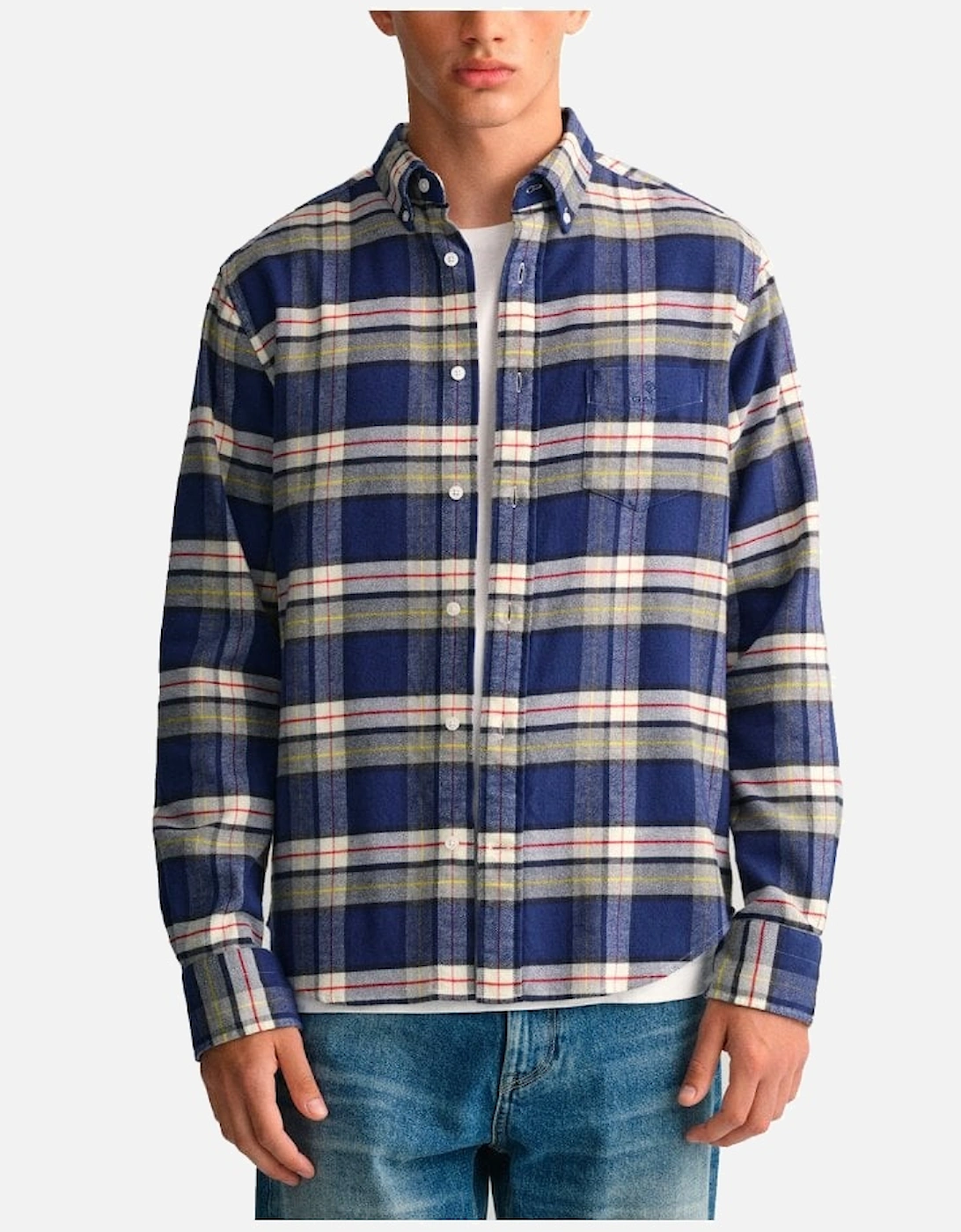 Flannel Plaid Check Shirt Persian Blue, 5 of 4