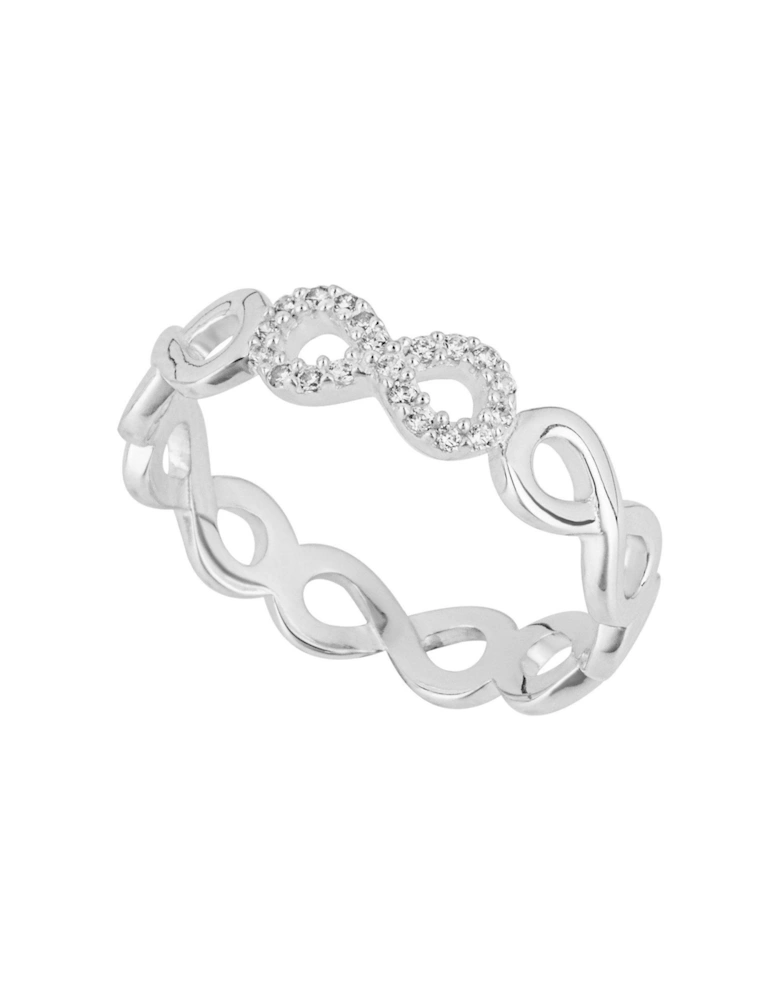 Sterling Silver Infinity Ring with Cubic Zirconia Detail
