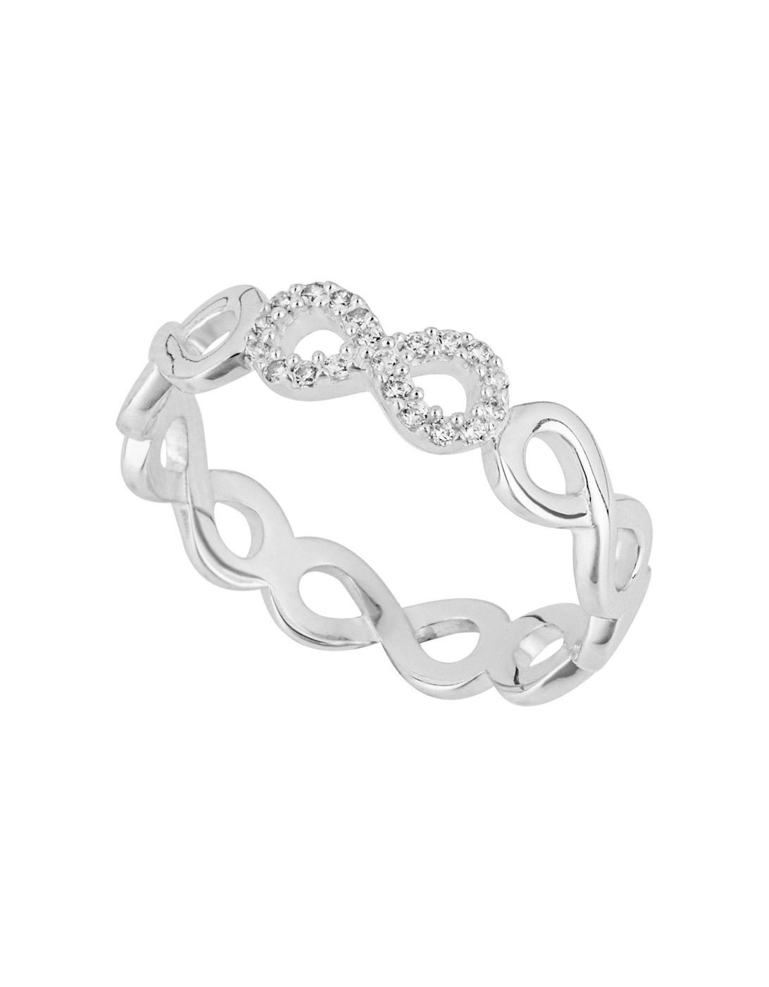 Sterling Silver Infinity Ring with Cubic Zirconia Detail, 2 of 1