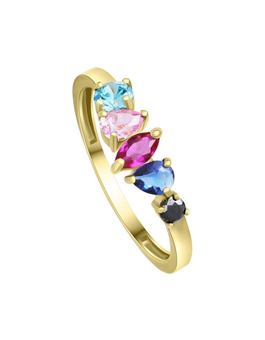 9ct Yellow Gold Cubic Zirconia Colour Mixed Cut Ring, 2 of 1