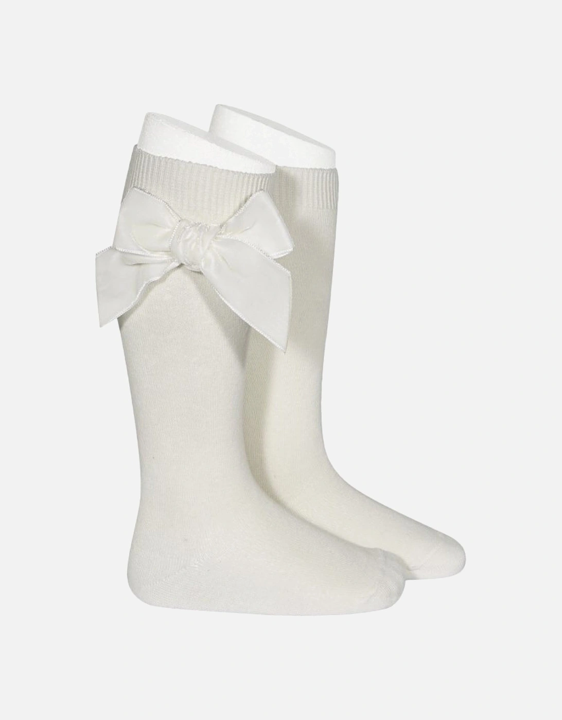 Cream Velvet Bow Knee Socks, 2 of 1