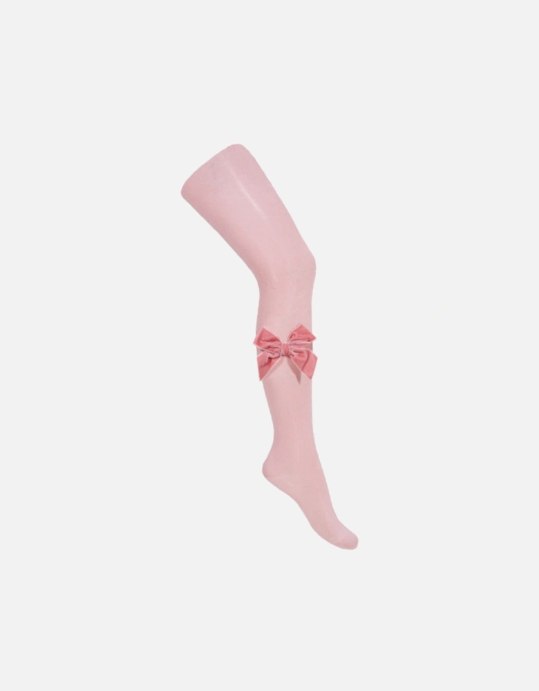 Dusty Pink Velvet Bow Tights