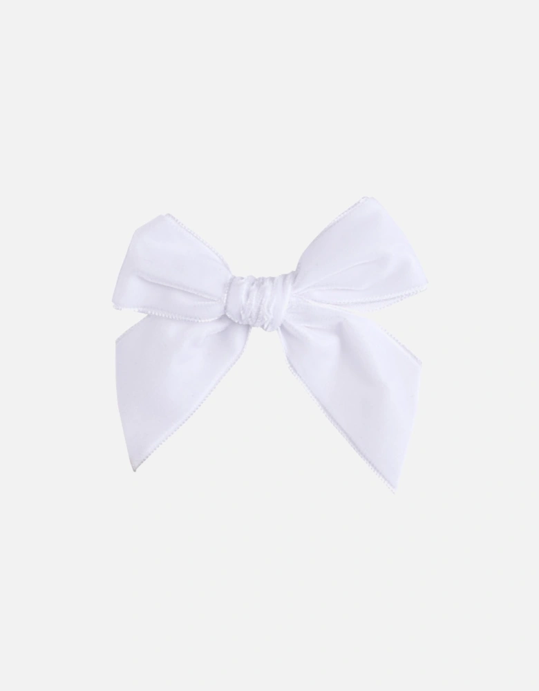 White Velvet Bow Hair Clip