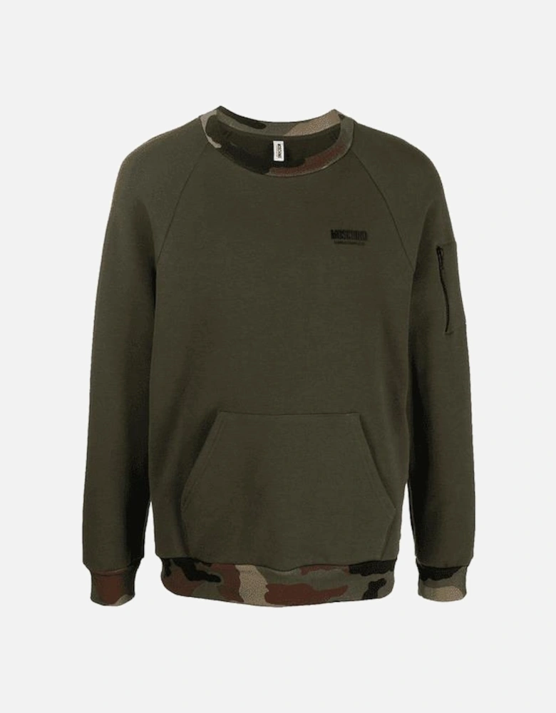 Cotton Rubberised Logo Khaki Sweatshirt