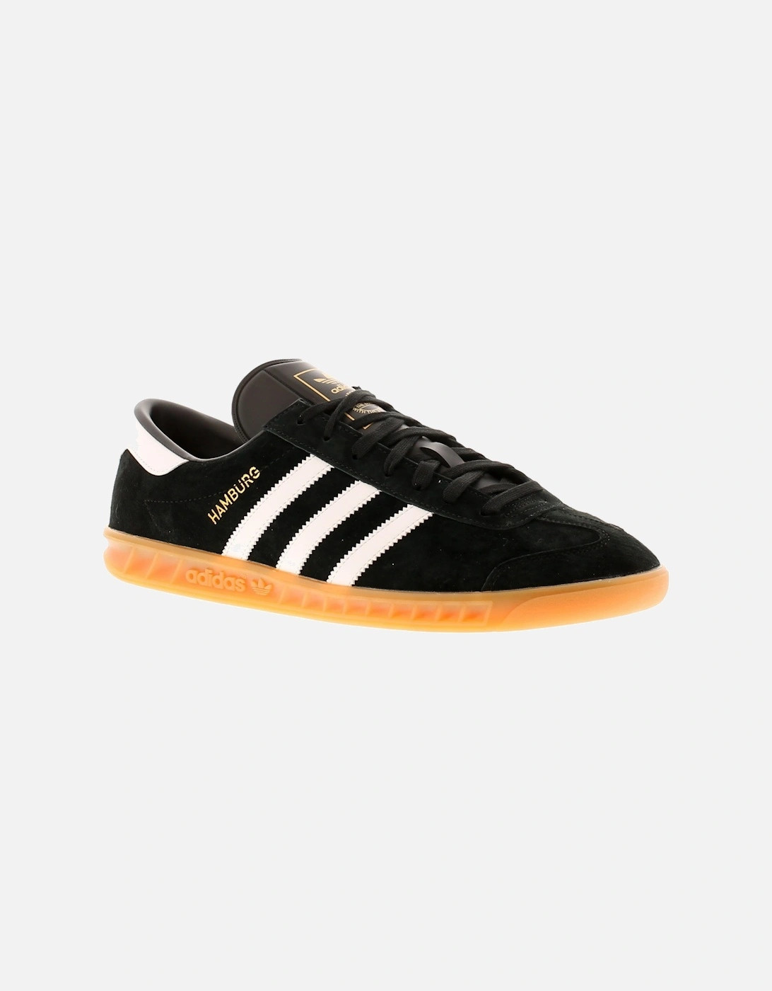 Men's Adidas Originals Mens Trainers Hamburg Leather Lace Up  black UK Size - Size: 9.5
