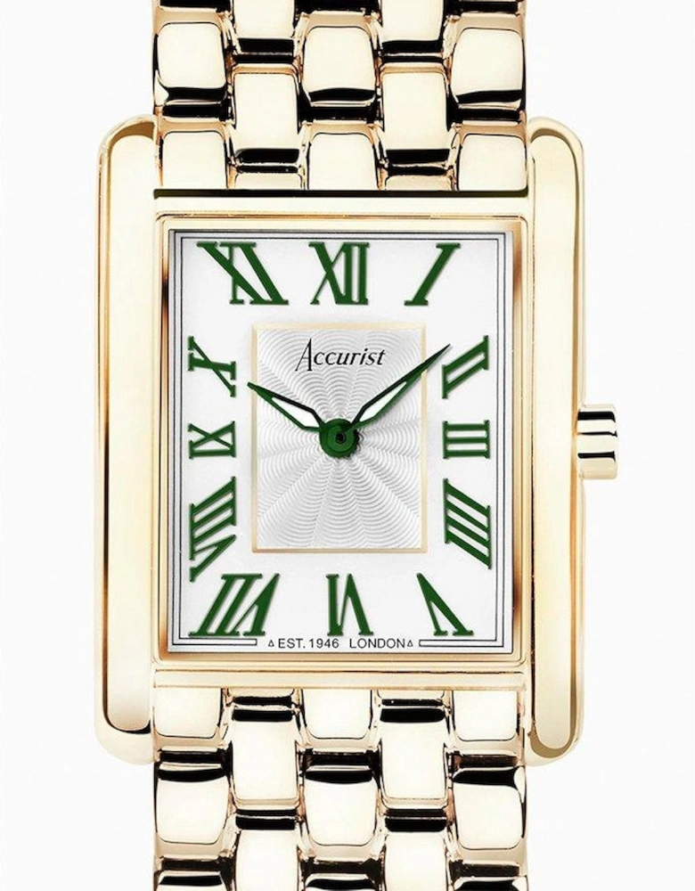 Rectangle Womens Gold Stainless Steel Bracelet Analogue Watch