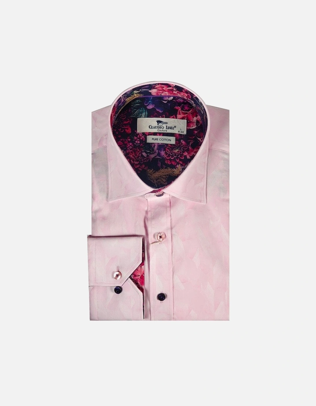 Jacquard Weave With Rose Trim Shirt Pink, 4 of 3