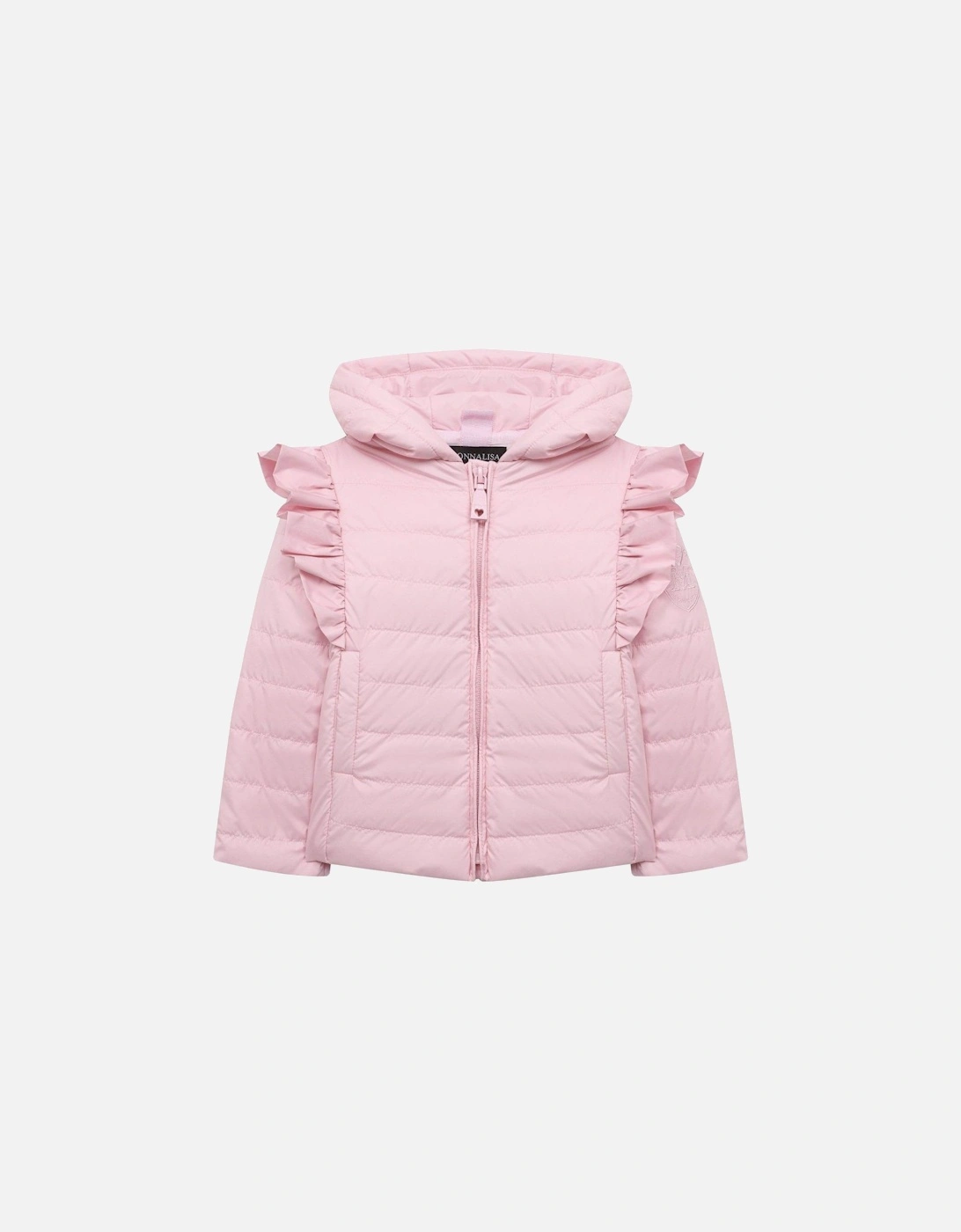 Baby Girls Pink Frill Jacket, 3 of 2