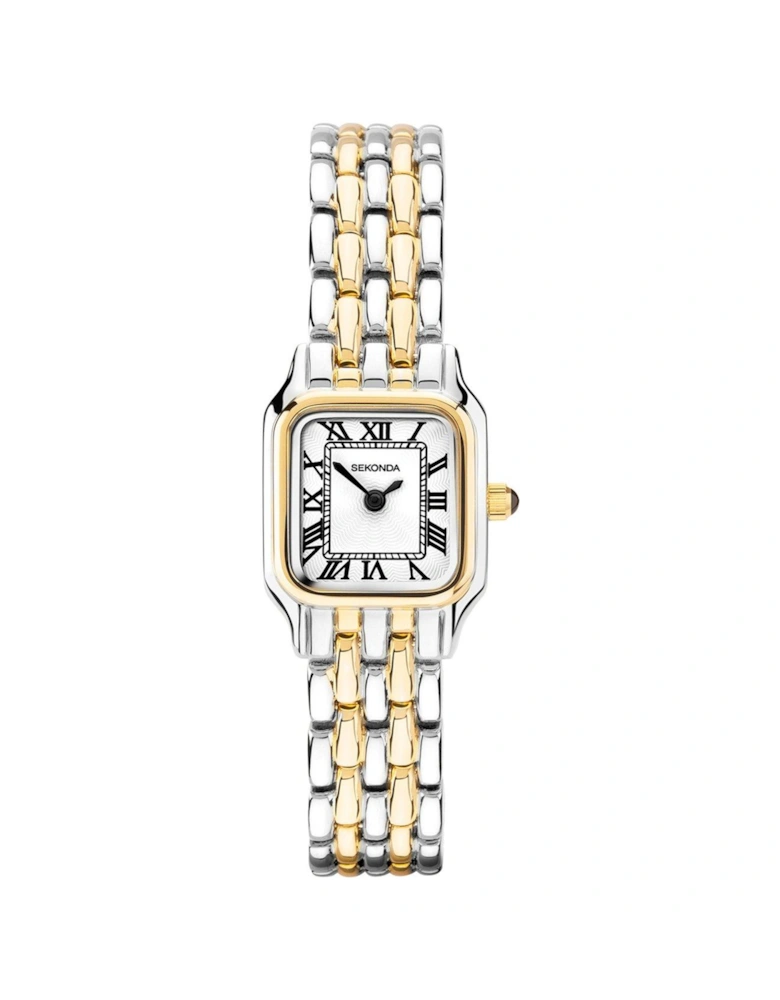 Ladies Monica Two Tone Alloy Bracelet with White Dial Watch