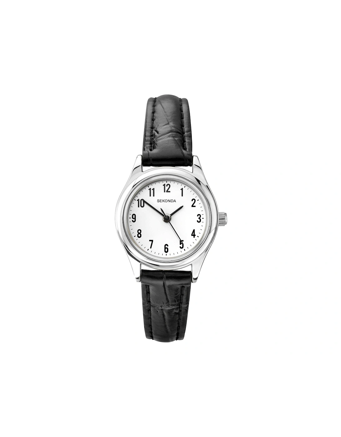 Ladies Easy Reader Black Leather Upper Strap with White Dial Watch, 2 of 1