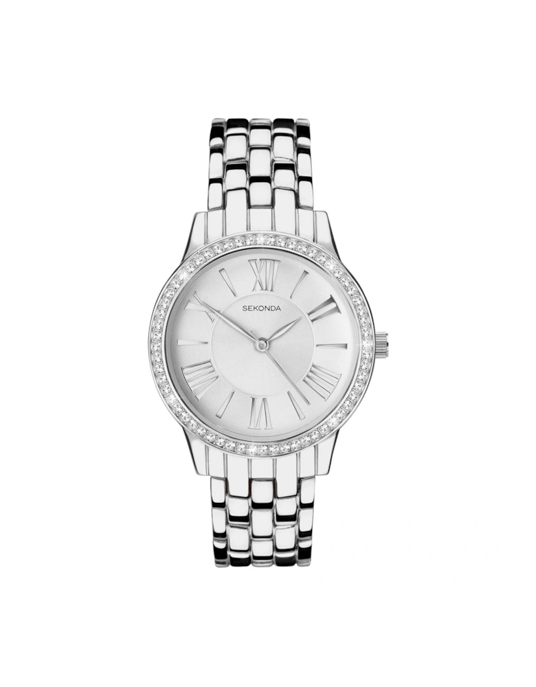 Ladies Charlotte Silver Alloy Bracelet with Silver Dial Watch