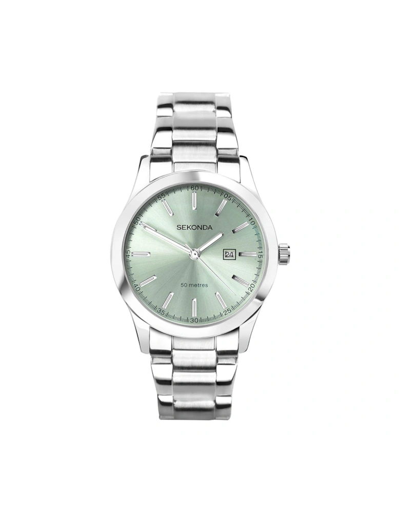 Ladies Taylor Silver Stainless Steel Bracelet with Light Green Dial Watch