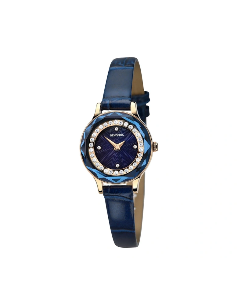 Ladies Blue Leather Upper Strap with Blue Dial Watch