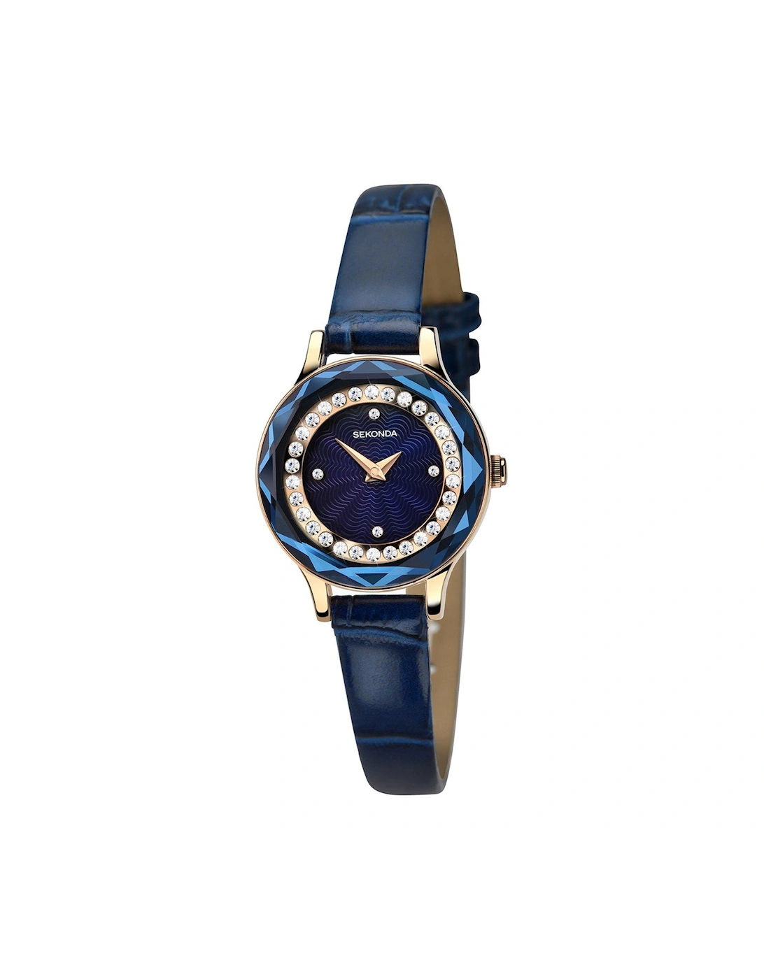 Ladies Blue Leather Upper Strap with Blue Dial Watch, 3 of 2