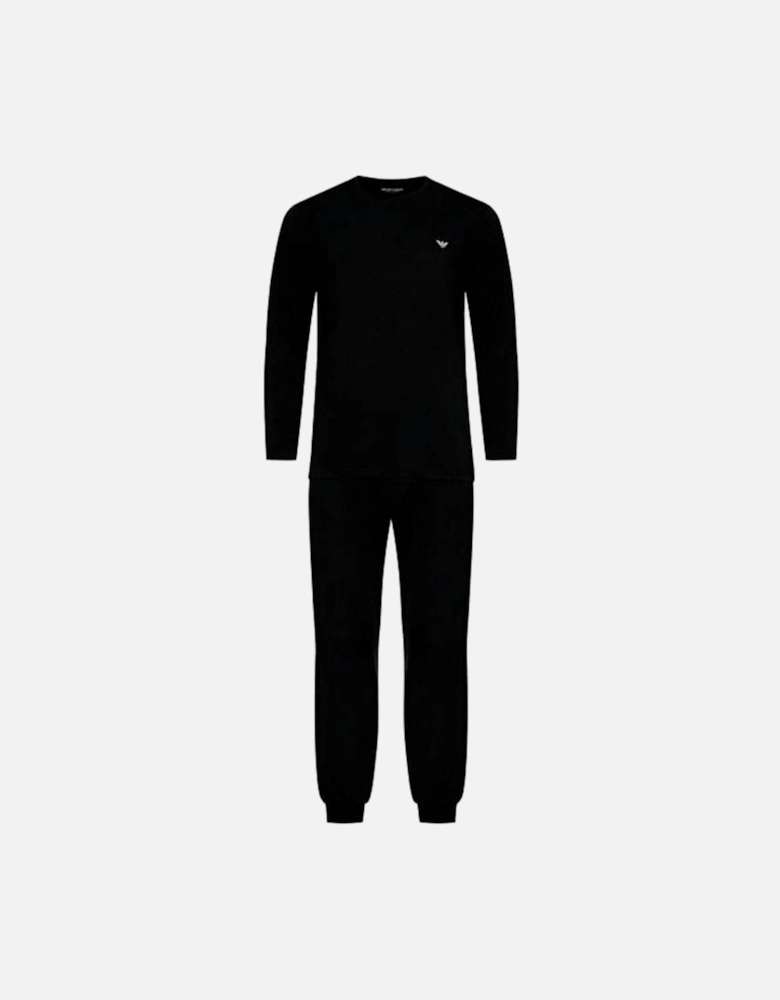 Cotton Long Sleeve Cuffed Black Pyjama Set