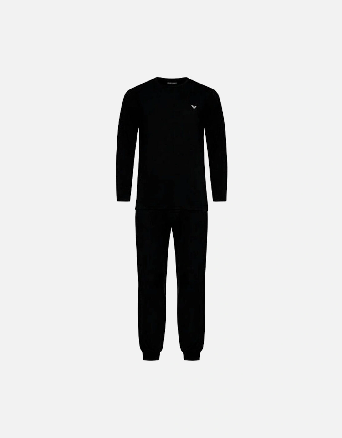 Cotton Long Sleeve Cuffed Black Pyjama Set, 2 of 1