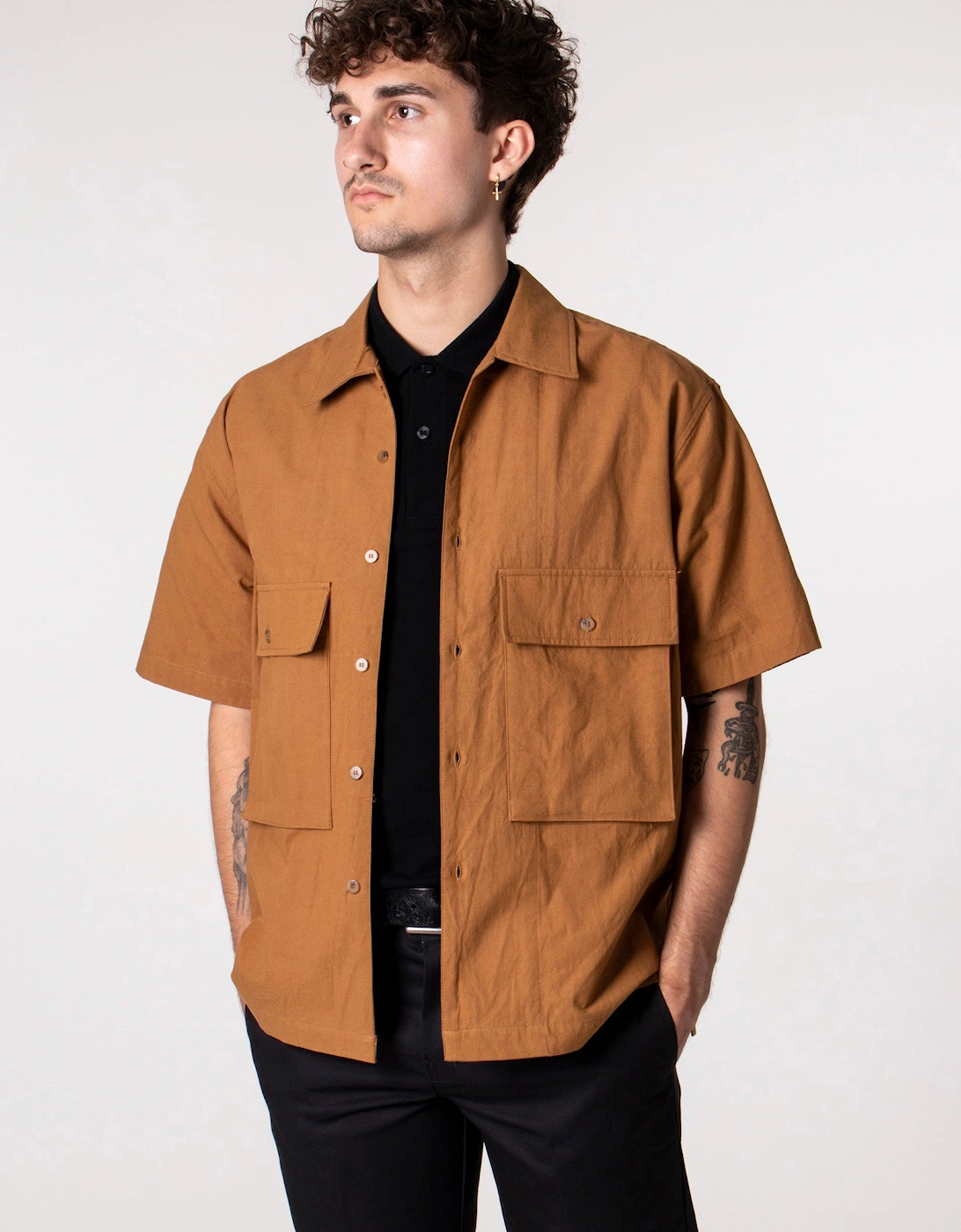 Relaxed Fit Short Sleeve Two Pocket Linen Shirt, 5 of 4