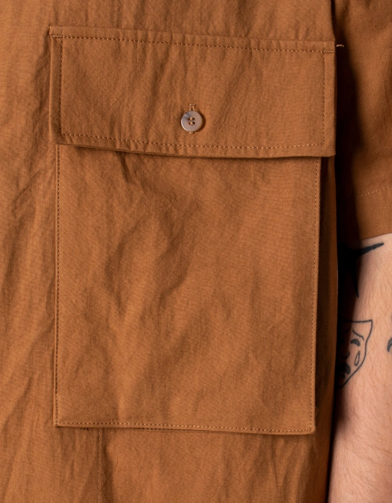 Relaxed Fit Short Sleeve Two Pocket Linen Shirt