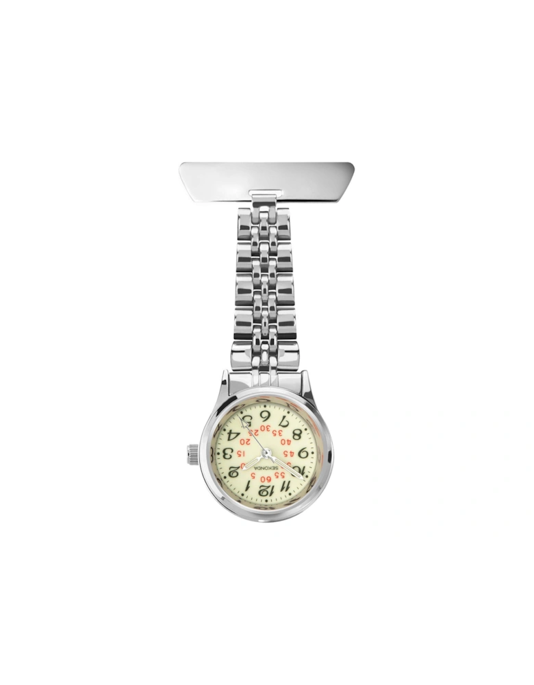Ladies Silver Stainless Steel Fob with Silver Dial Watch