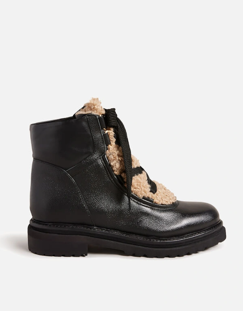 Mosie Leather and Faux Shearling-Blend Boots