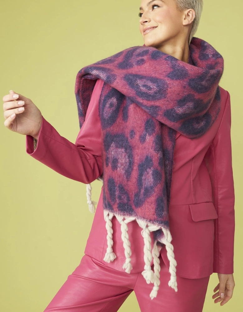 Cashmere Pink and Purple Animal Print Oversized Scarf