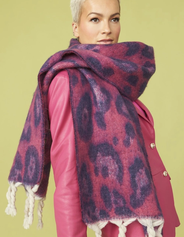 Cashmere Pink and Purple Animal Print Oversized Scarf