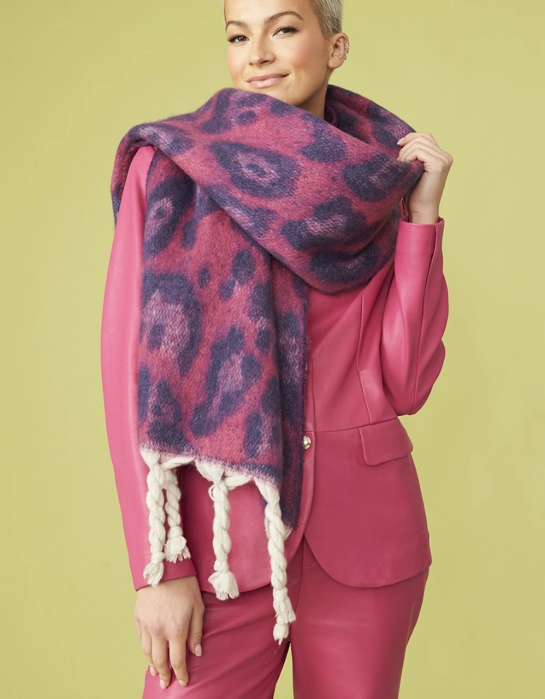 Cashmere Pink and Purple Animal Print Oversized Scarf