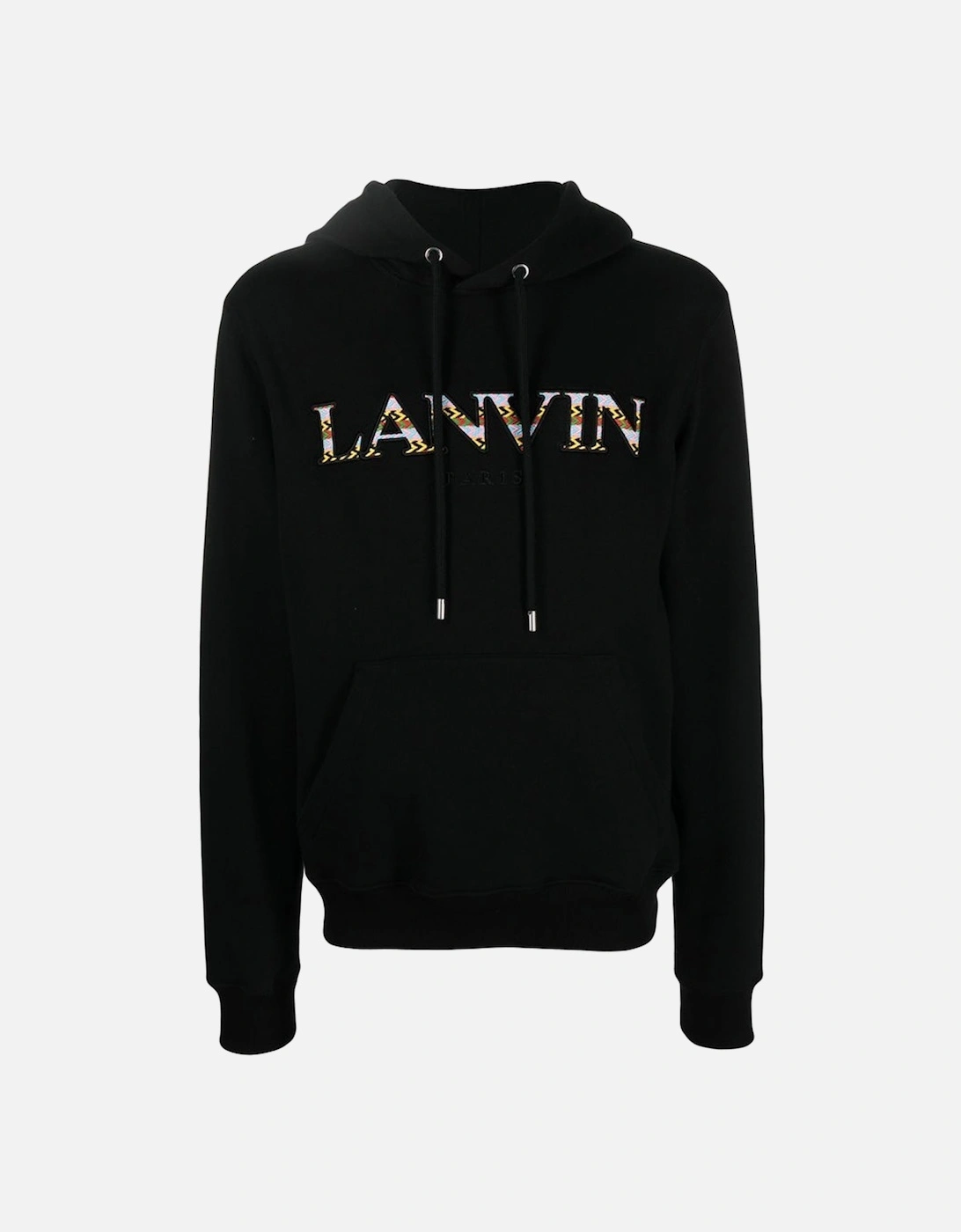 Mens Curb Embroidered Hoodie Black, 3 of 2