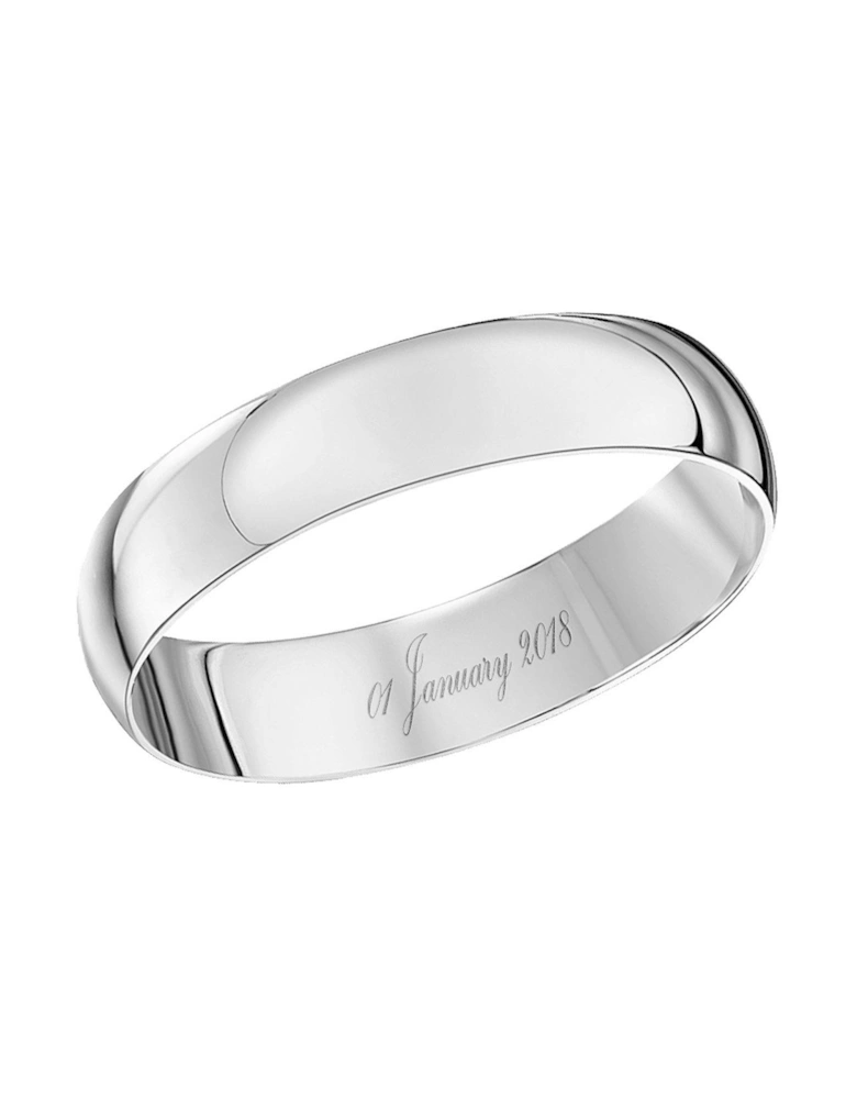 Personalised 925 Sterling Silver Wedding Band 4mm