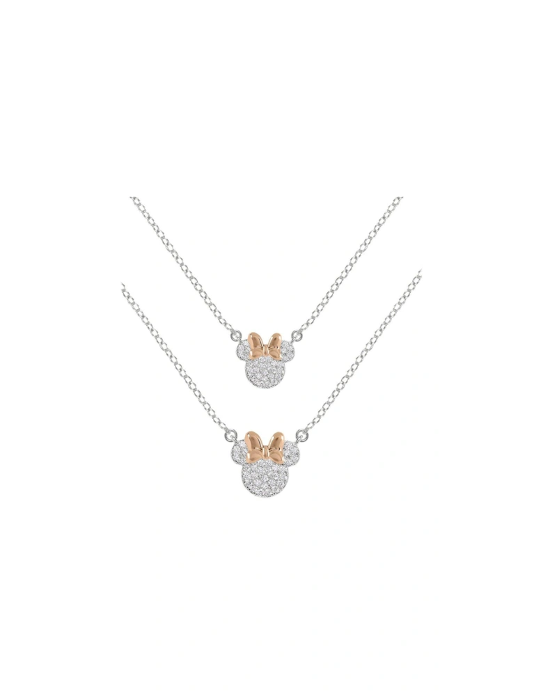 Minnie Mouse Two Tone Plated CZ Stone Set Mother & Daughter Necklace Set SF00486TZWL.PH