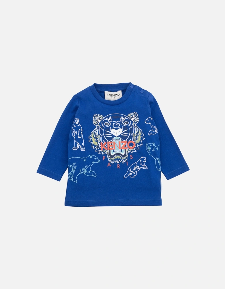 Baby Boys Tiger Print T-shirt Blue