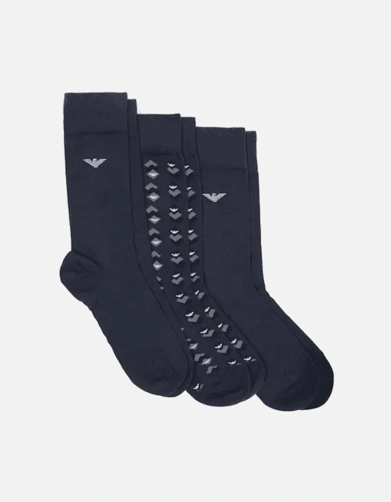 3 Pack Socks In Navy Gift Set